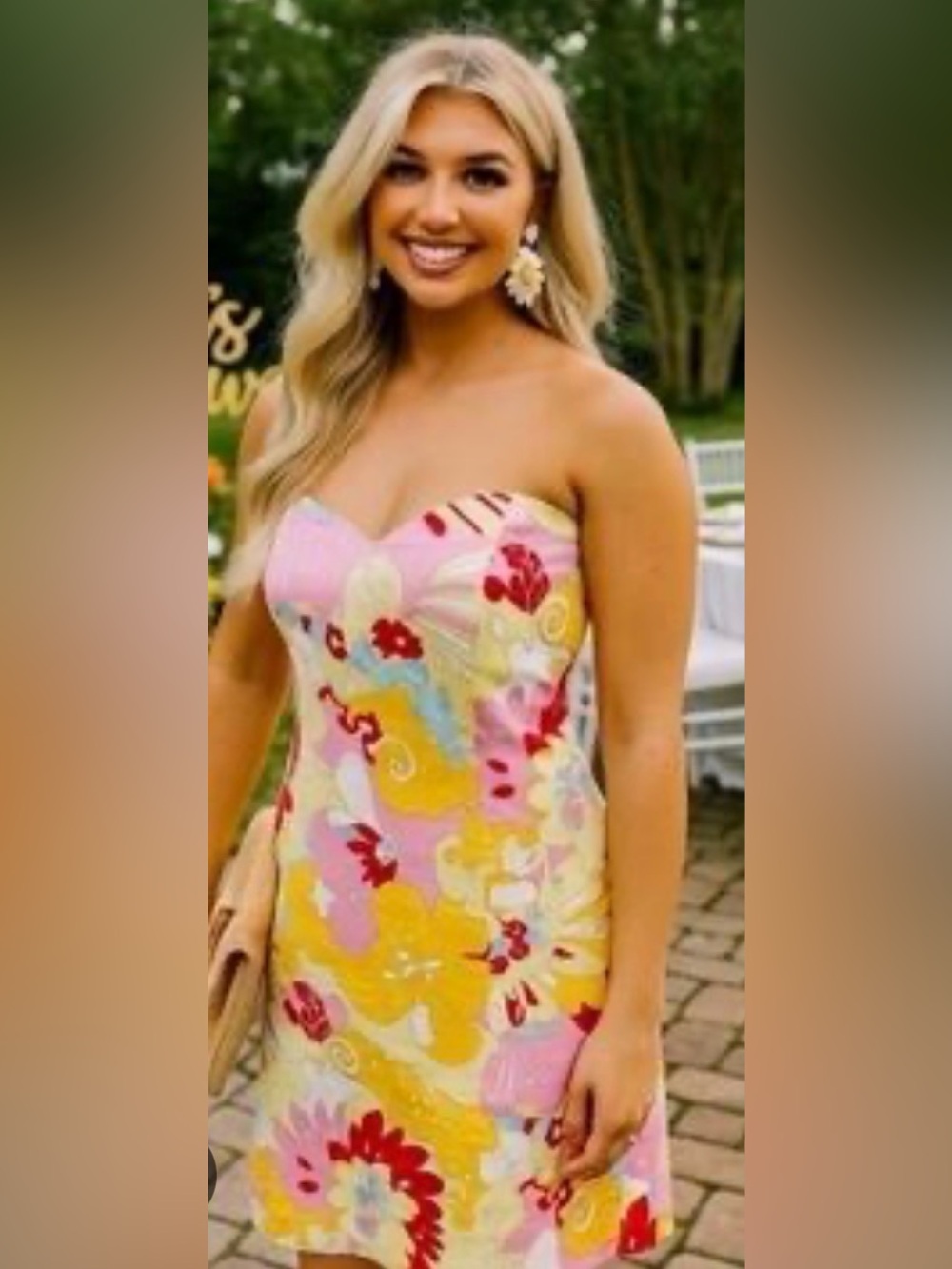 David Meister Cotton Summer Strapless Dress